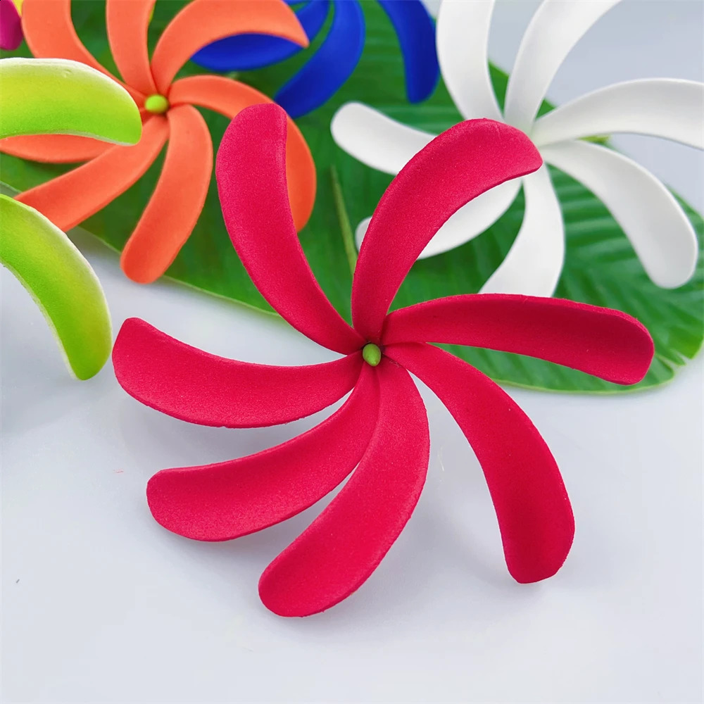 7Pcs Mixed Colors Tiare Tahitian Gardenia Flower Hairpick Real Touch Polynesia Fashion EVA Foam Hula Dancer Hair Accessories 250420