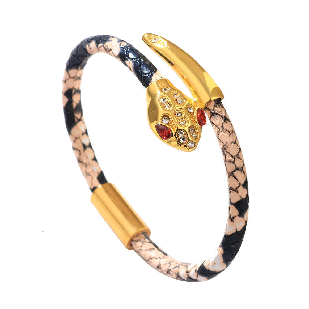 Temu Printed Serpentine Copper Accessory Micro Inlaid Zircon Light Bracelet Versatile and High End