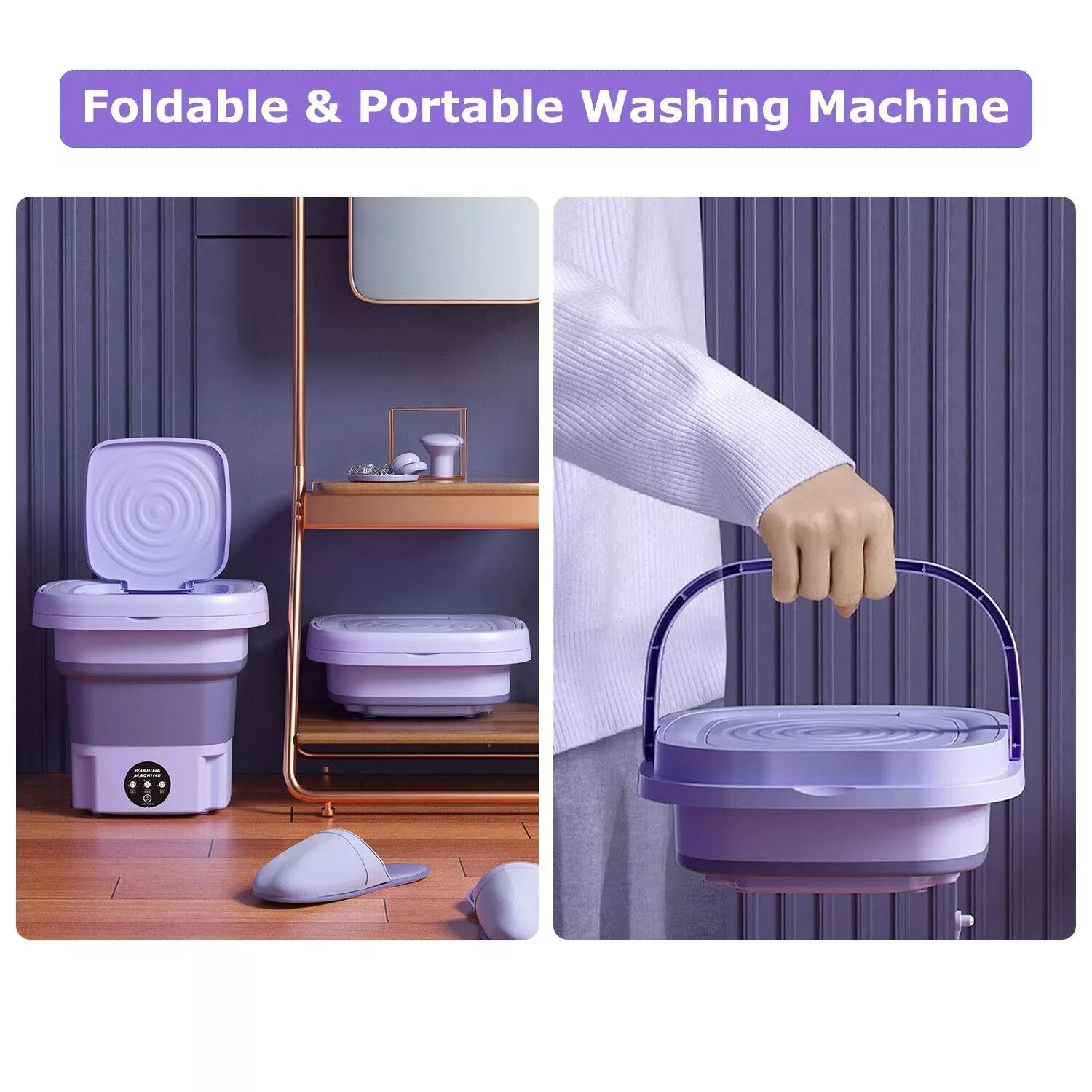 Beiou Mini Portable Washing Machine 8L with Blue Light Sterilization