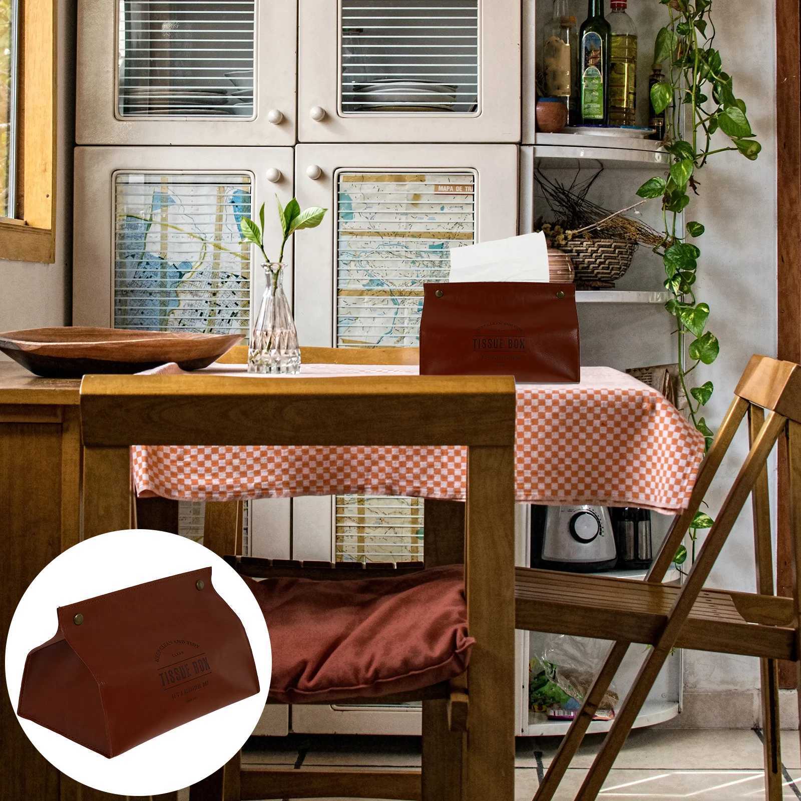 1Pcs Retro Tissue Storage Box Napkin Holder Desktop Bag Simple Style for Home Office Tissue Storage BagM251124