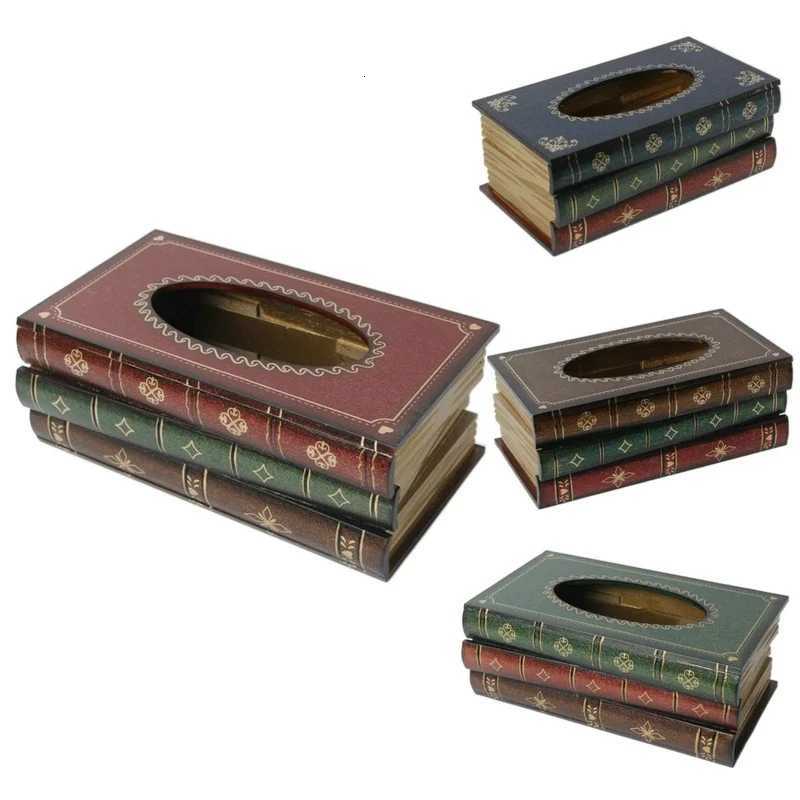 Table Tissue Box Book Shaped Wooden Organizer Rectangle Tissue Case For Restaurant Household Tissue Storage Box Home DecorM251124