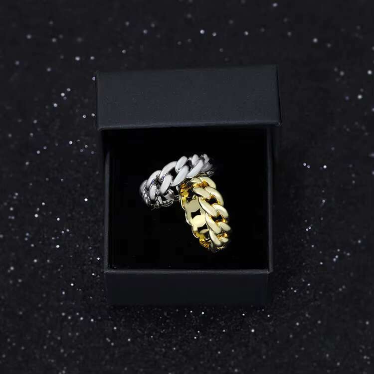 Fashion Jewelry Cuban Rings 18K Gold Plated 925 Sterling Silver Mens Ring Hip Hop Ring