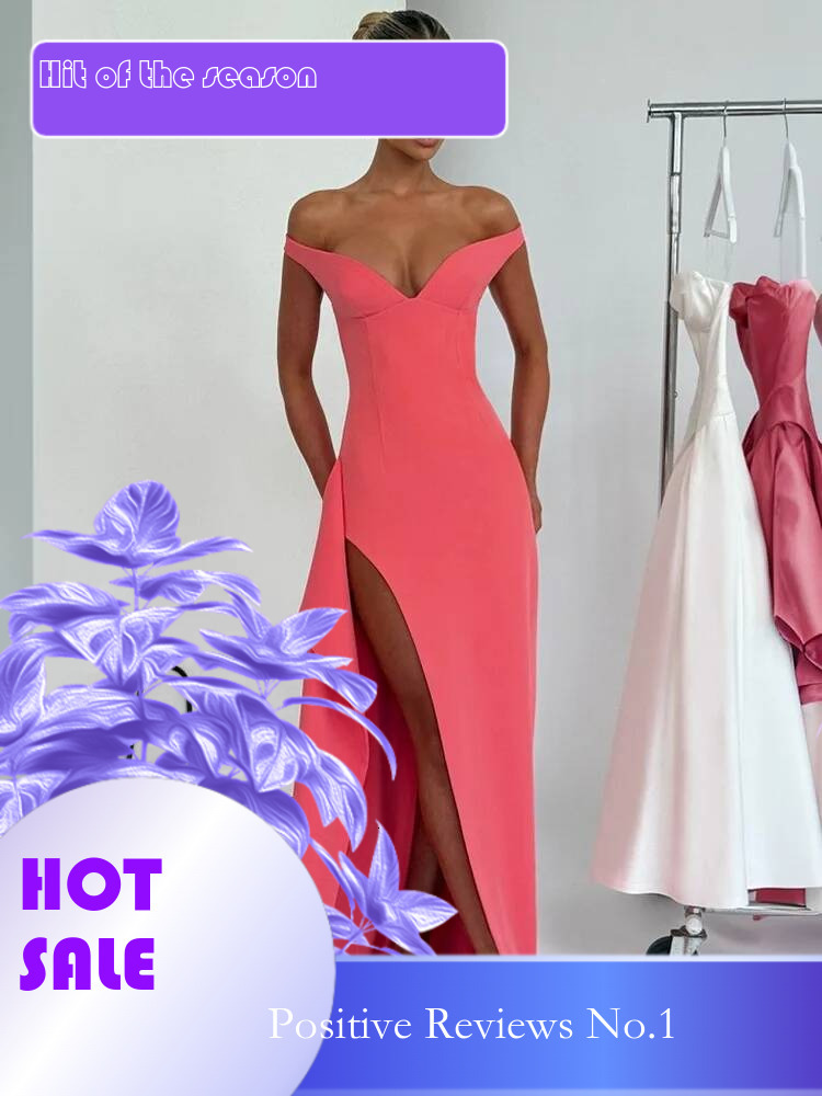 Dongdumaoyi Townlike Slim Bodycon Maxi Long Dress Women Off Shoulder Spring Summer High Split Backless Sexy Party Dresses