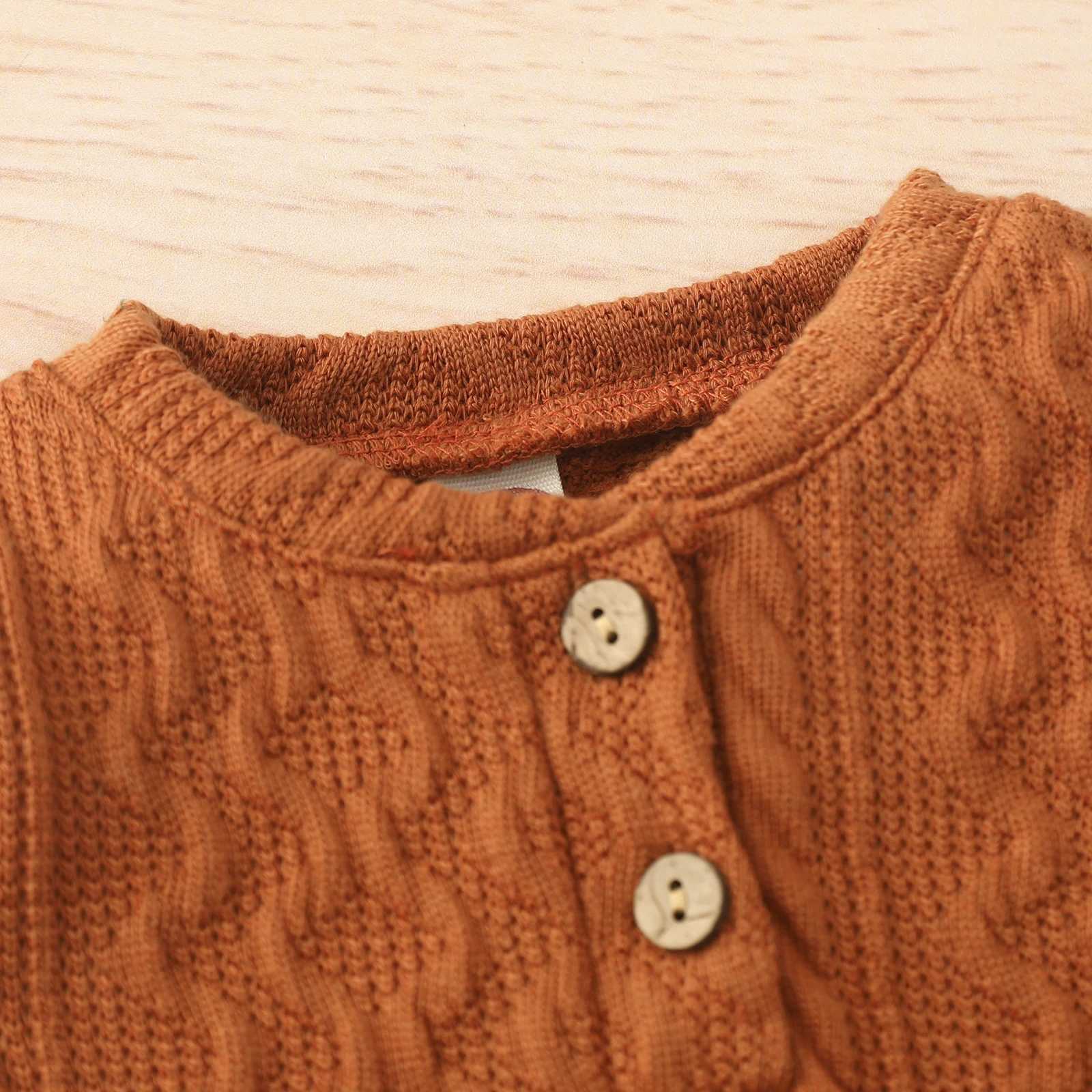 Clothing Sets Lioraitiin 0-24M Baby Girl Romper Tops Pants Suit Newborn Infant Long Sleeve Round Neck Button Sweater Knitting Trousers R250424 TKPH