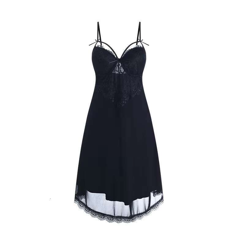 Lingerie Women Sheer Mesh Lace Slip Dress Chemise With Thong And Robe Set Sexy Sleepwear
