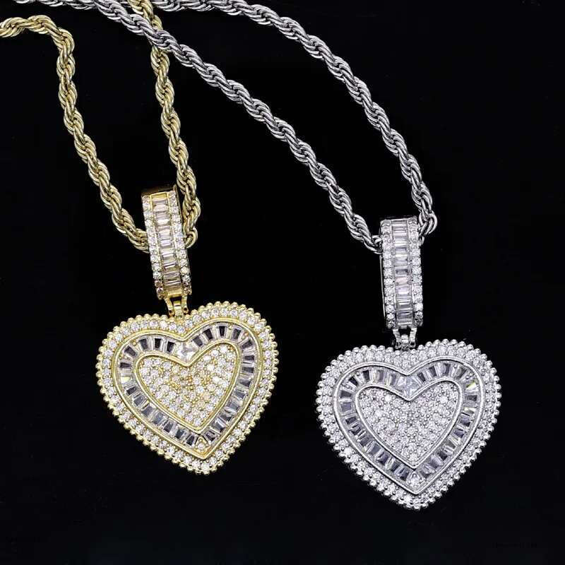 2025 New Fashion Lover Bg 5A Cz Heart Pendant Necklace Iced Out Cubic Zirconia Charm Hip Hop Jewelry for Girls Women Gift