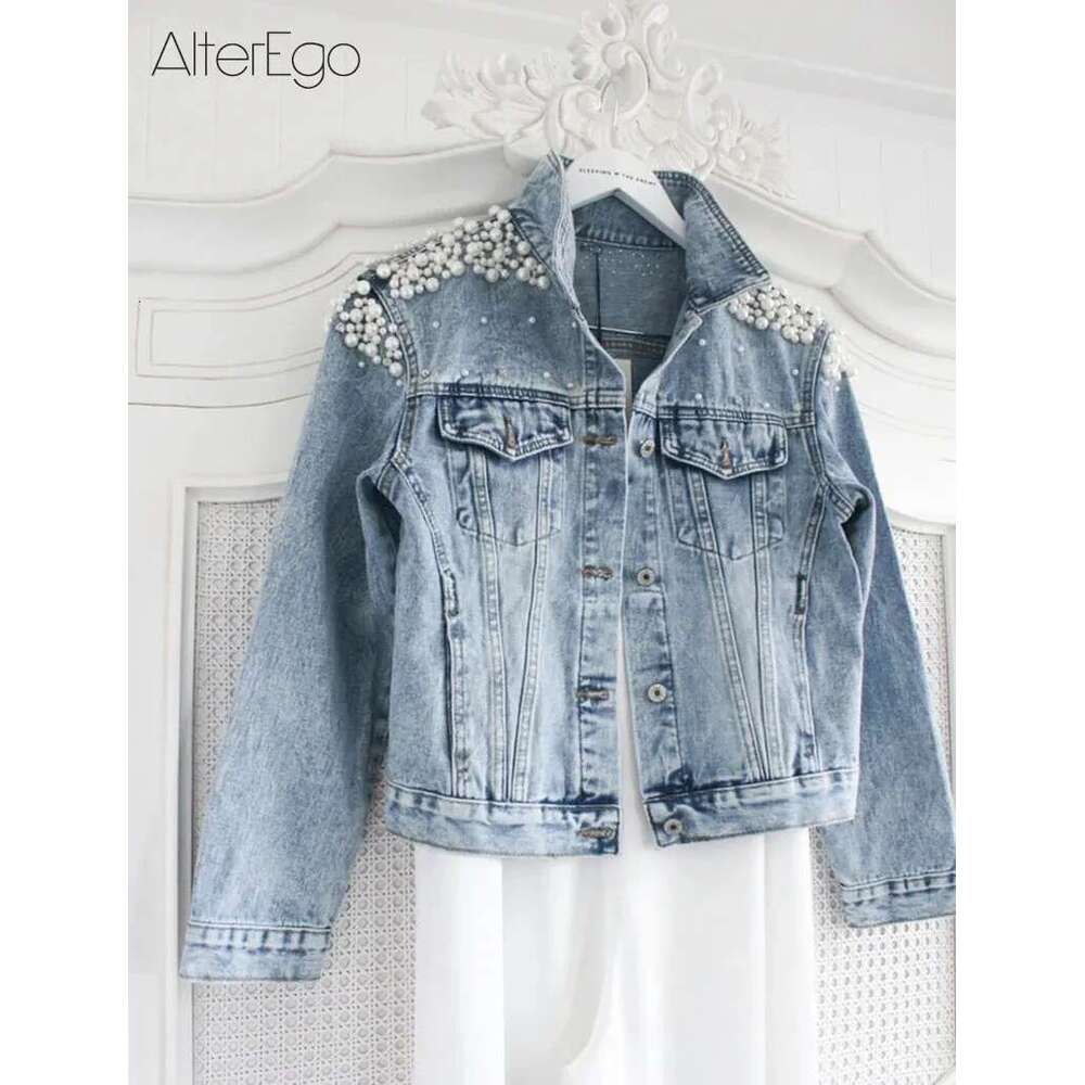 Jean Jackets Bride Pearl Coat Bridal Pearls Coats Future Denim Outerwear Wedding Women's Clothing 2023 Solid Jacket