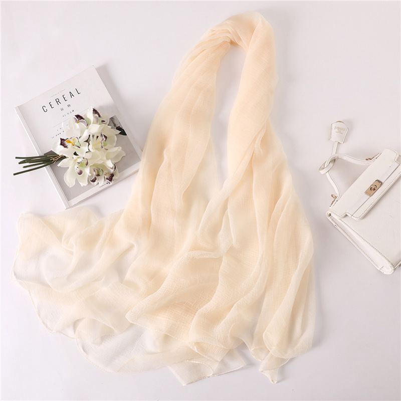 K500 Solid color silk scarf sun protection shawl versatile scarf imitation silk ladies holiday beach towel head scarf crocodile wrinkle thin