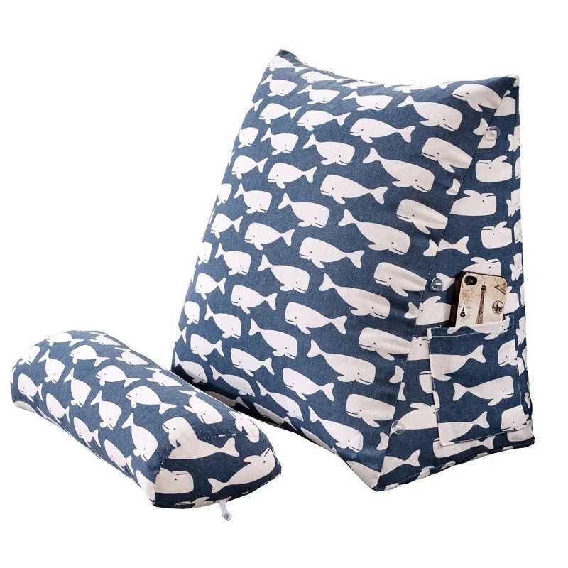 2025 new cotton and linen printed triangular cushion cylindrical pillow core triangular backrest triangular throw pillow medium G251124