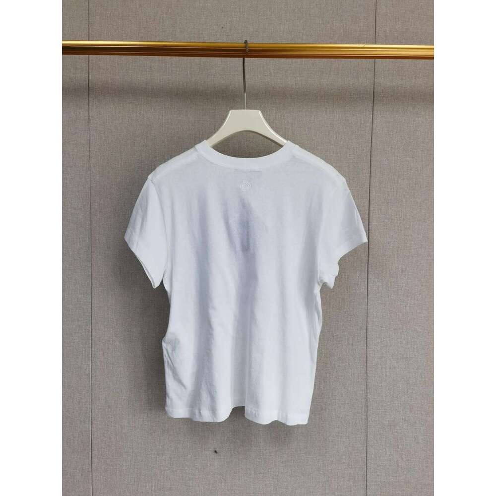 Designer Women's Clothing Design-Sensory T-Shirt With White Cotton Round Neck Versatile Short-Sleeved Top Light 2025 Spring And Summer New Style