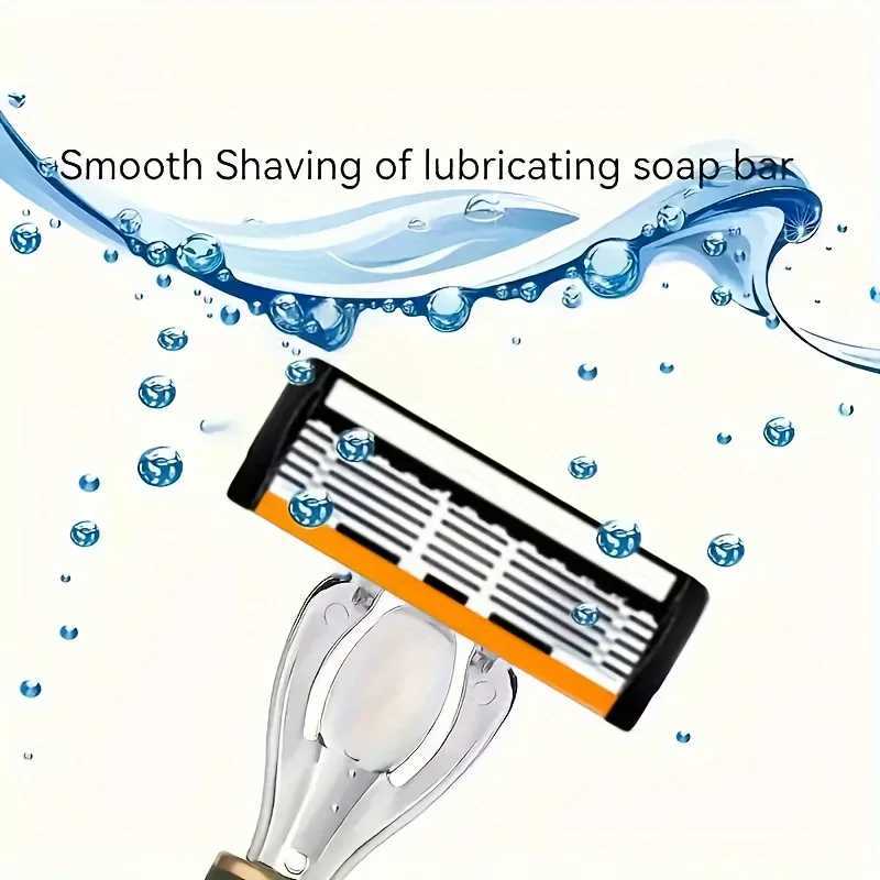 6 Layers Shaver Razor 1 Razor Holder 6 Blades Head Cassette Shaving Razor Set Blue Body Face Hair Removal Knife Women Men L251124