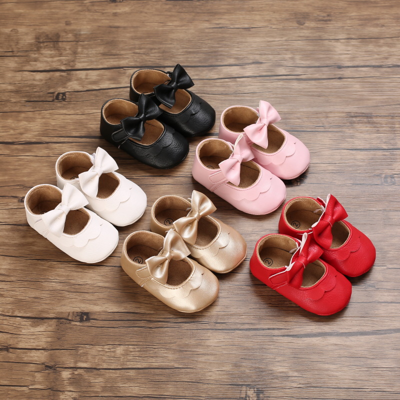 Infant Bowknot Soft Sole Crib Shoes Toddler Princess Baby Little Girl Shoes Kidszworld for Newborn 0-18M Months K0448