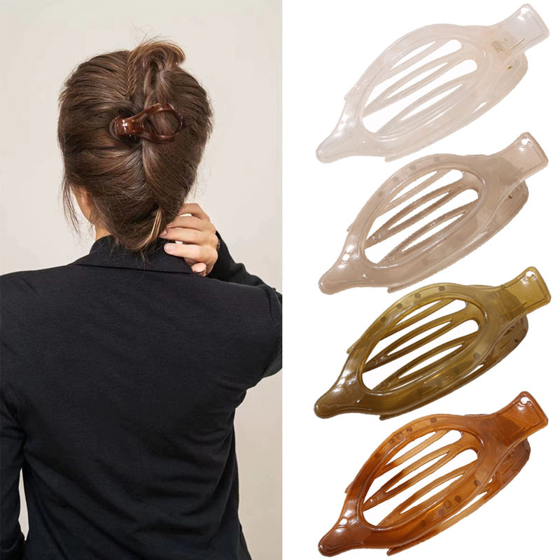 Frosted Oval Plastic Hairpins - Durable Duck Beak Clamps for Secure Hold