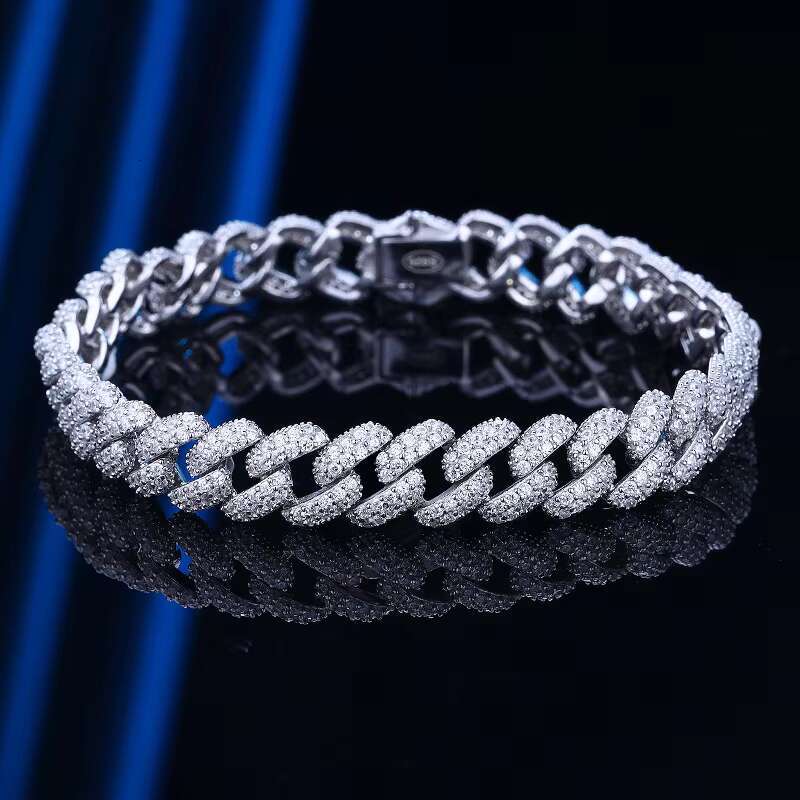 High Quality Large Gold Plated Iced Out Sterling Silver Cuban Link Chain Necklace for Men