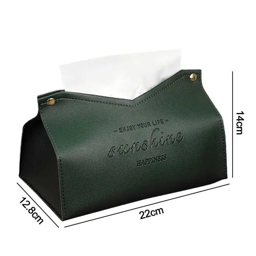 Leather Tissue Case Napkin Holder Storage Container Car Tissue Box Solid color minimalist Home Living Room DecorationM251124