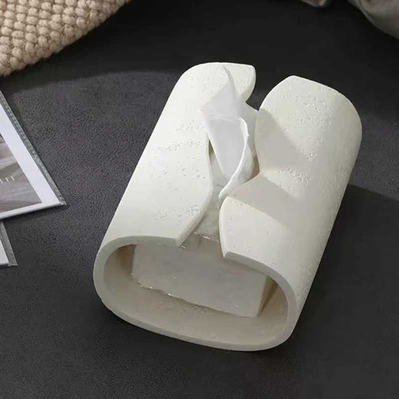 Vintage Cave Stone Tissue Box Resin Coffee Table Napkin Paper Organizer for Bathroom Living Room Home DecorationM251124