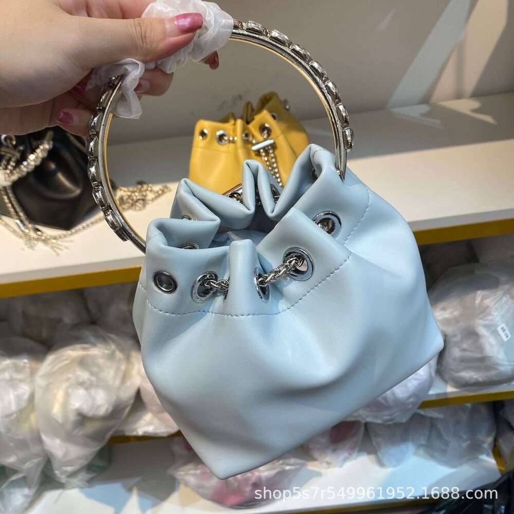 Designer Bag Diamond Studded Snake Bone Chain Wheat Ear Drawstring Small Water Bucket Tassel Hand Held Crossbody Single Shoulder Luxurious Banquet Lea