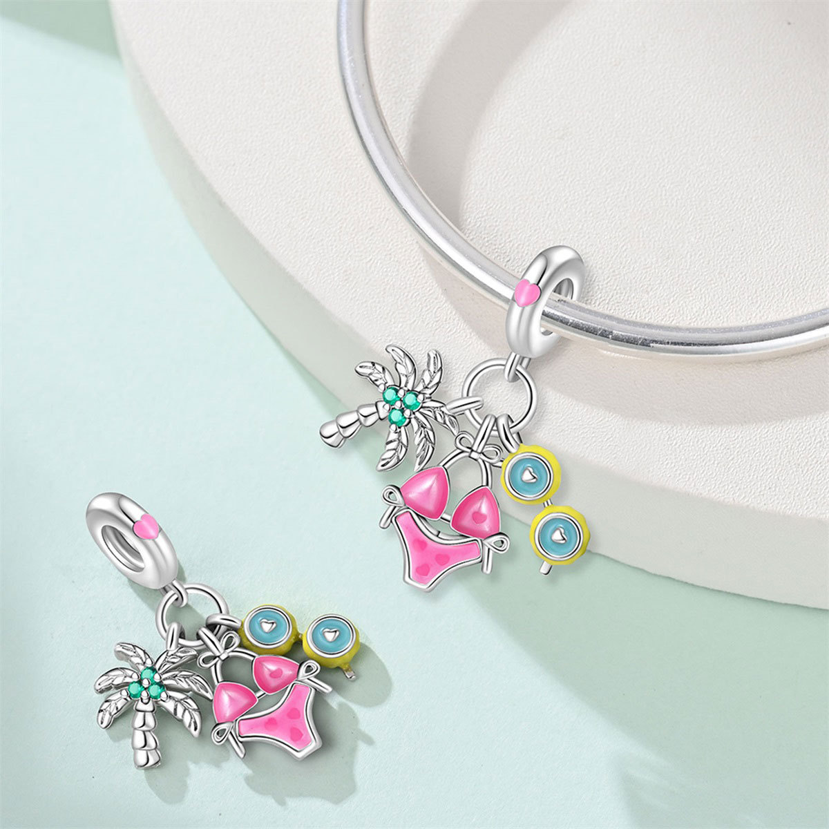 Summer vacation style sunshine beach castle sports bead Charms pendant DIY jewelry bracelet accessories 925 Silver Sterling silver jewelry new style