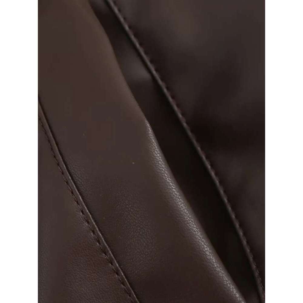 Designer Clothes Autumn And Winter New Arrivals Women's Zippered Loose Lapel Long Sleeve Faux Leather Bomber Jacket
