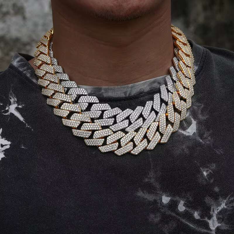 23MM 3 Rows Diamond Cuban Chain Iced Out Cuban Link Chain Diamond Necklace for Men Top Icy Hip Hop Jewelry