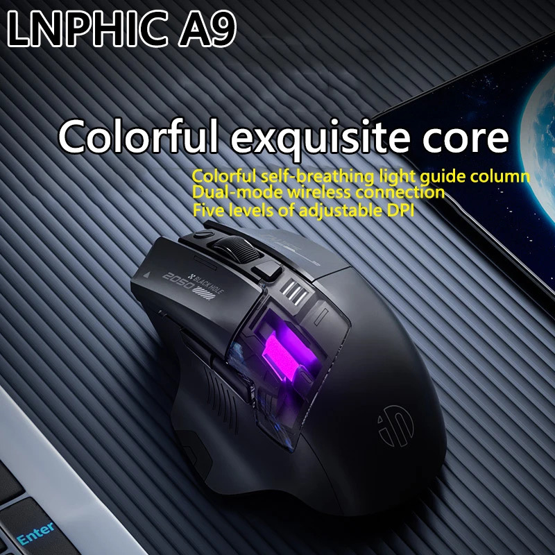 Inphic A9 Explorer Wireless Gaming Mouse 500mA Battery Level Display Ergonomics Bluetooth Office Mouse For PC Laptop 251121 - view 4