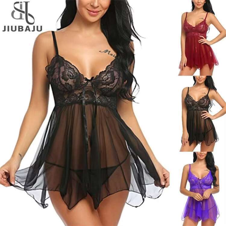 Sexy Lingerie Women Crotchless Sleepwear Pamas Lace Night Dress Exotic Female Underwear Nightgown G-String Erotic Costumes