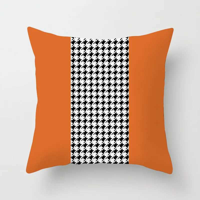 Orange Geometric Series throw pillow cover with short plush print living sofa decoration cushion cover pillow covers decorative G251124