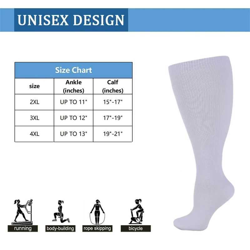 S-4XL Compression Socks Plus Size Men Women Gym Running Jumping Rope Sports Socks Medical Varicocele Swelling Weight Loss Socks G251124