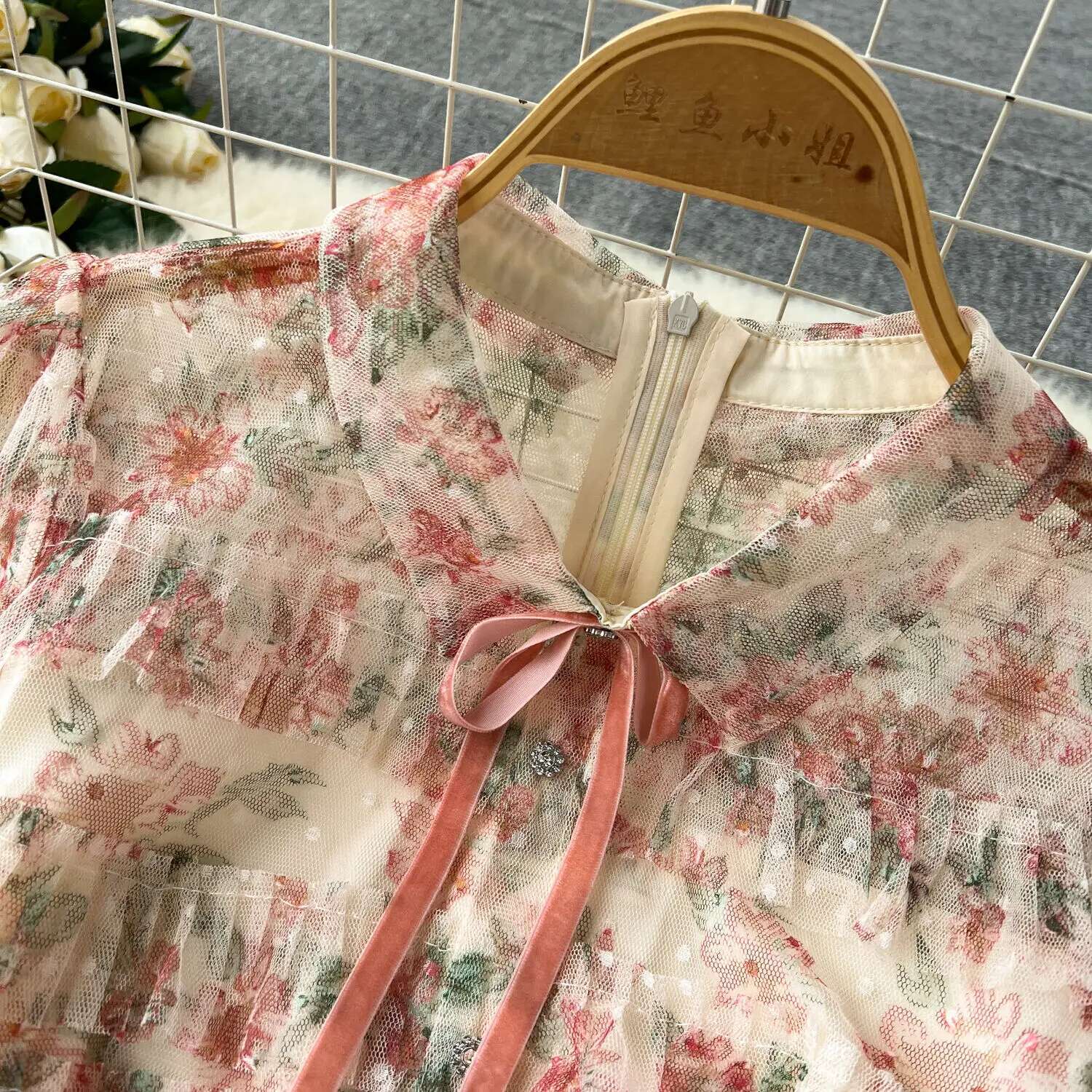 Elegant Floral Ruffle Cake Dresses Shirt Women Summer Holiday Printed Short Sleeve Evening Vestidos Bow Dots Party Robe