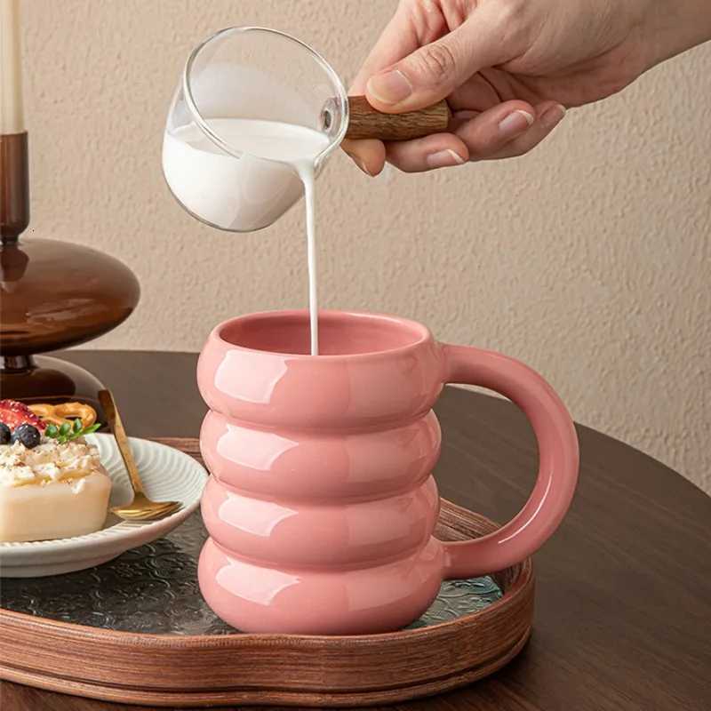 Pink Donuts High-value Ceramic Cups Creative Coffee Milk Cups Household Large-capacity Water Cups Couple Mugs Y251125
