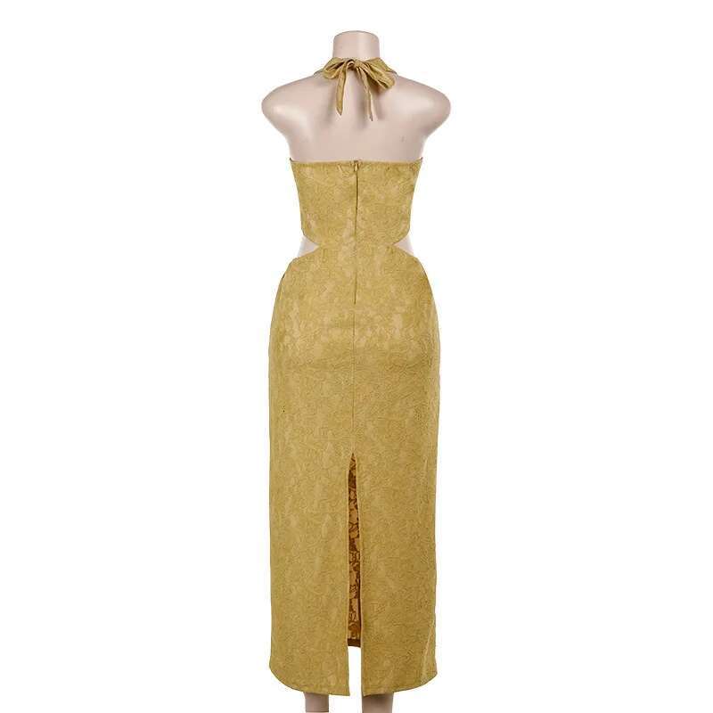 Dongdumaoyi Townlike Lace Slim Bodycon Dress Women Halter Summer Elegant Maxi Long Backless Nightclub Sexy Party Dresses