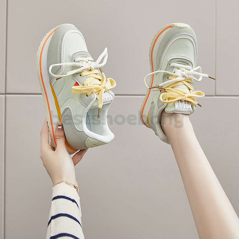 New Designer Women Shoes Tenis Sneakers Womens Trainers Thick Sole Height-increasing Casual Comfortable Fashion Light Yellow Blue Green Runner Sport O