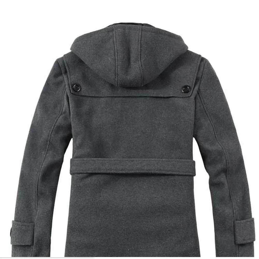 Winter Mens Fleece Hooded Thick Wool Coats 2025 New Long Wool Trench Coat Men Casual Pocket Winter Overcoat with Removable HoodT251125