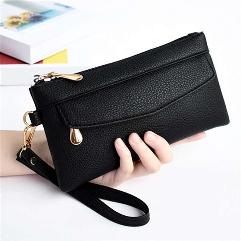 2024 Fashion Women Wallets Brand Leather Long Design Pouch Handbag Coin Card Holders Clutch Purse Money Clip Wallet