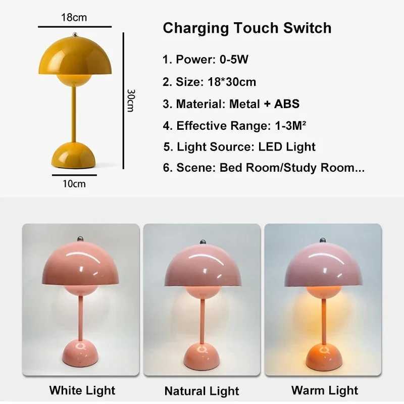 Danish rechargeable flower bud table lamp creamy style girl bedroom light luxury bedside light night light decoration lampM251125