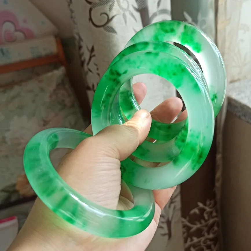 Ice type medium width round quartzite women jade bracelet jade bangle high quality jade bracelet bangle bangles for women green 250424