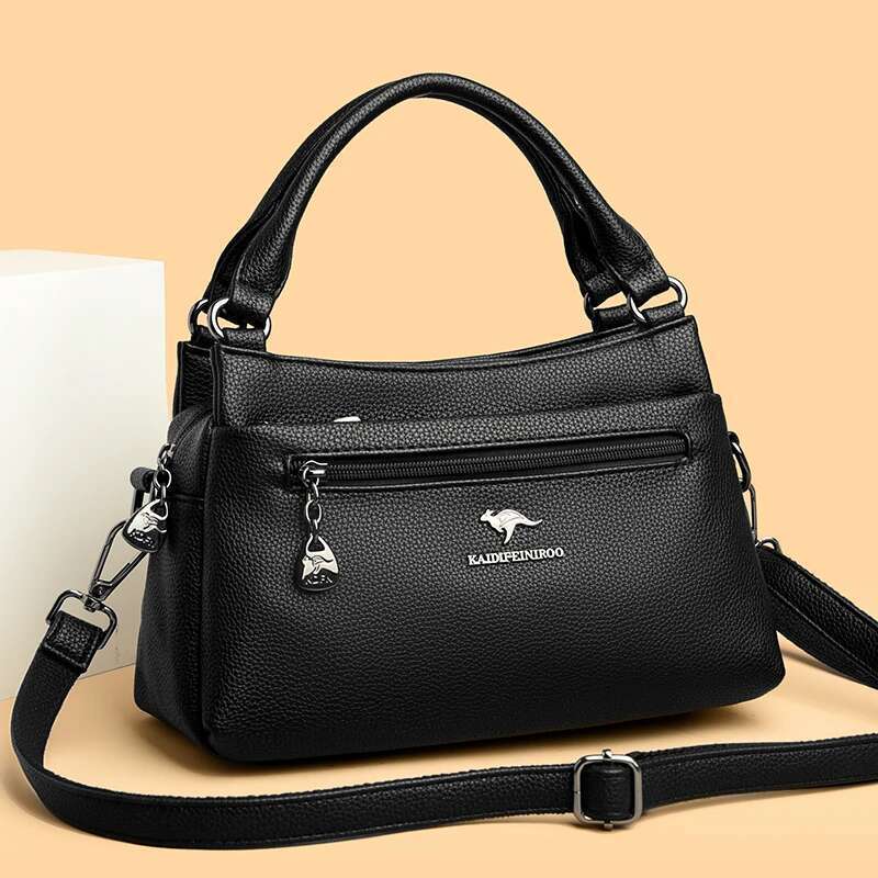 100% Top Layer Cowhide Handbag Solid Color Designer Brand Women's Crossbody Exquisite Hardware Shoulder Bags