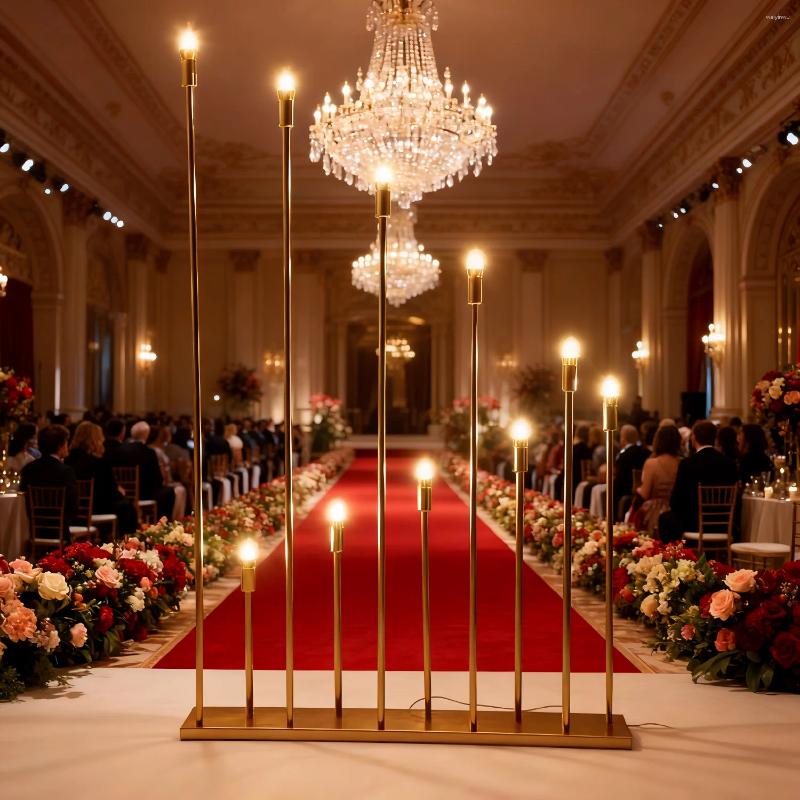 Party Decoration 2pcs 10 Heads Metal Candelabra Candle Holders Electric Wedding Table Centerpiece Road Lead Candelabrum For Home Decor XJ260305