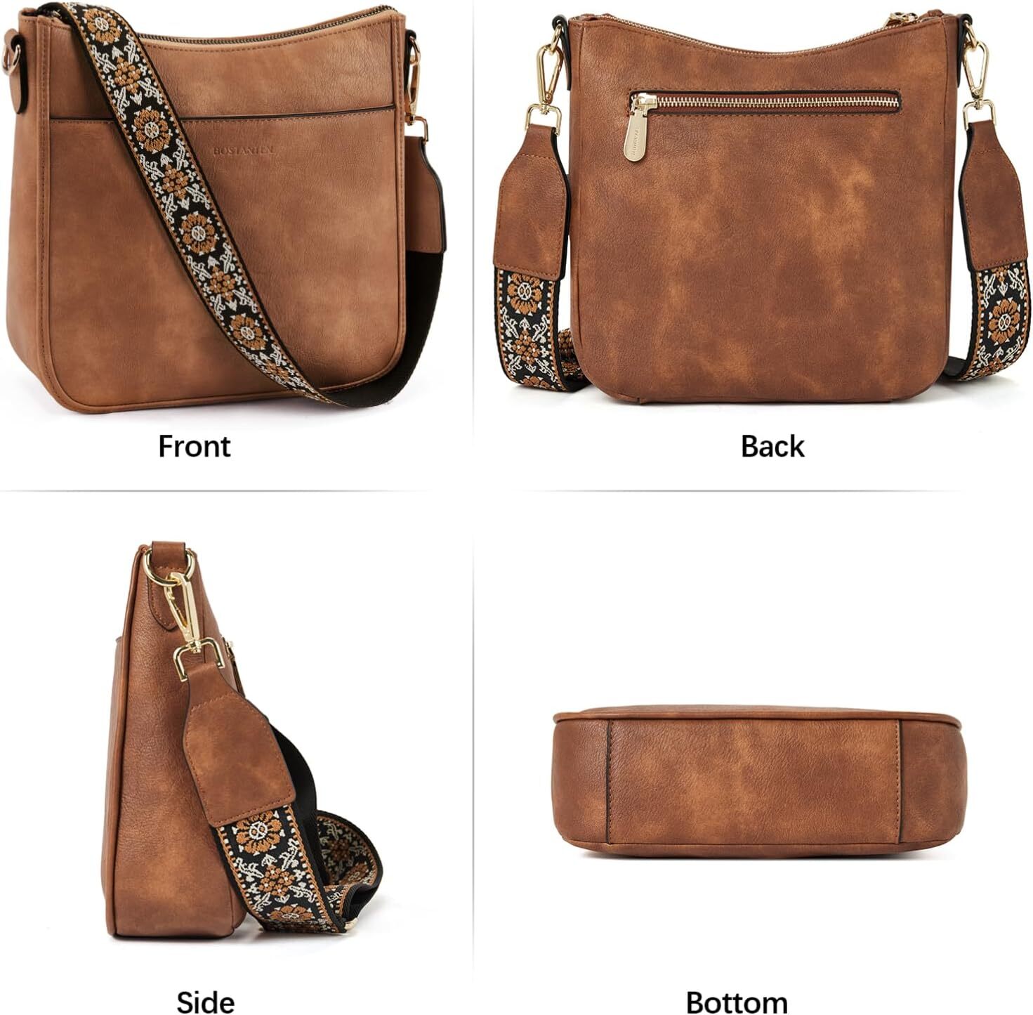 Crossbody Bags For Women Trendy Vegan Leather Hobo Purses Handbags With Wide Shoulder Strap