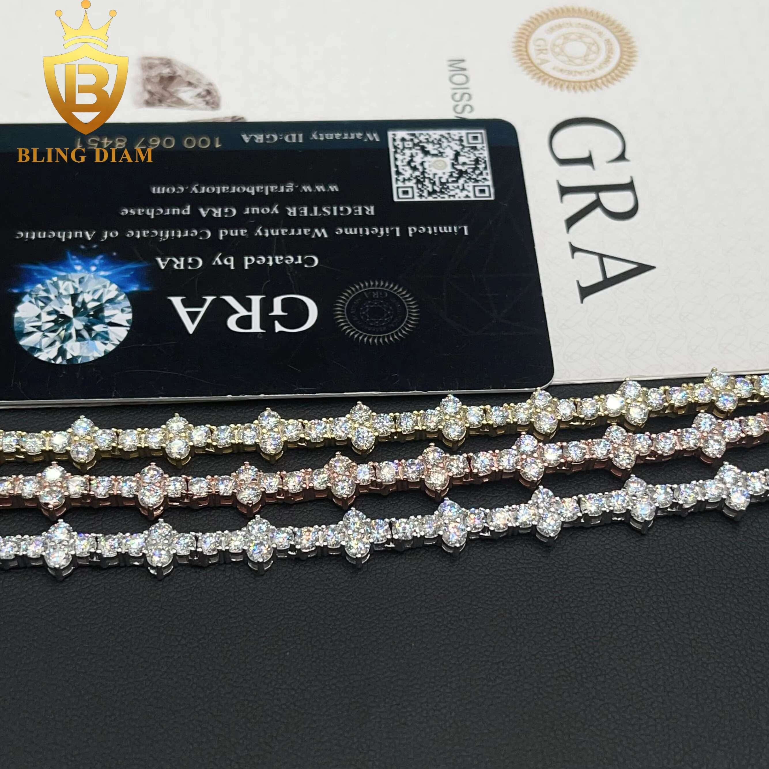 3mm New Stock Jewelry 925 Sterling Silver VVS Moissanite Diamond Cross Cluster Tennis Chain Necklace