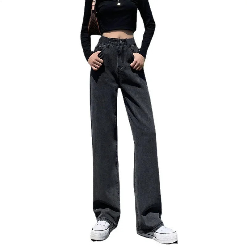 high waisted straight leg mini loose fitting jeans for womens ideal wide tailgating in spring 250420