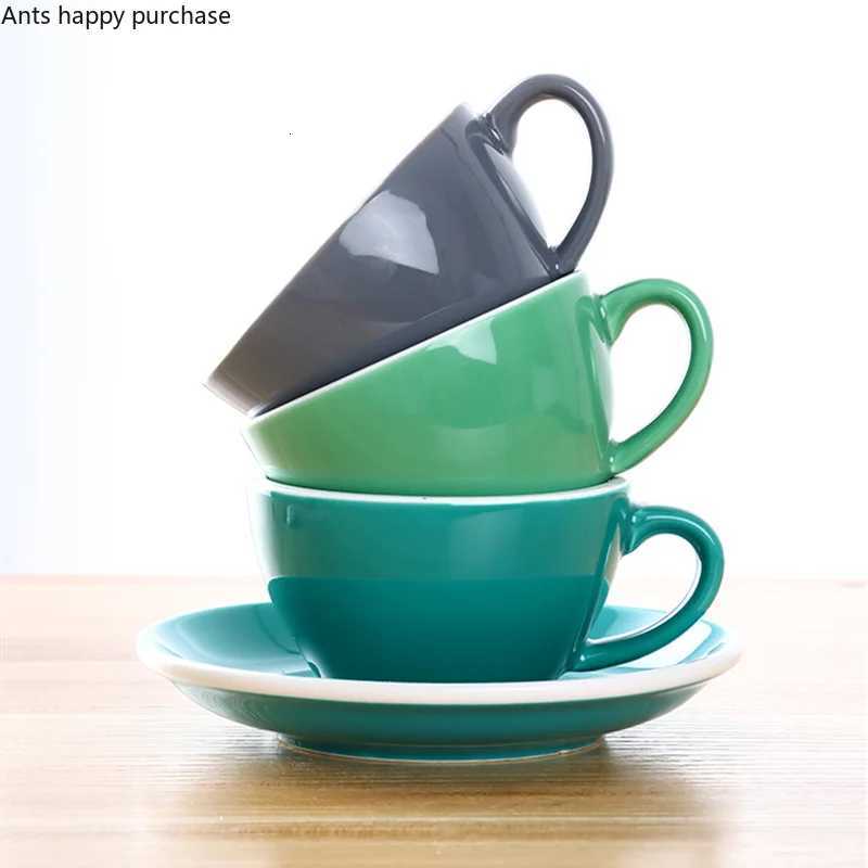 150ml Coffee Cup Saucer White Rim Solid Color Ceramic Mug Cappuccino Cups Coffee Mug Milk Tea Cup Afternoon Tea Cups Milk Mugs Y251125