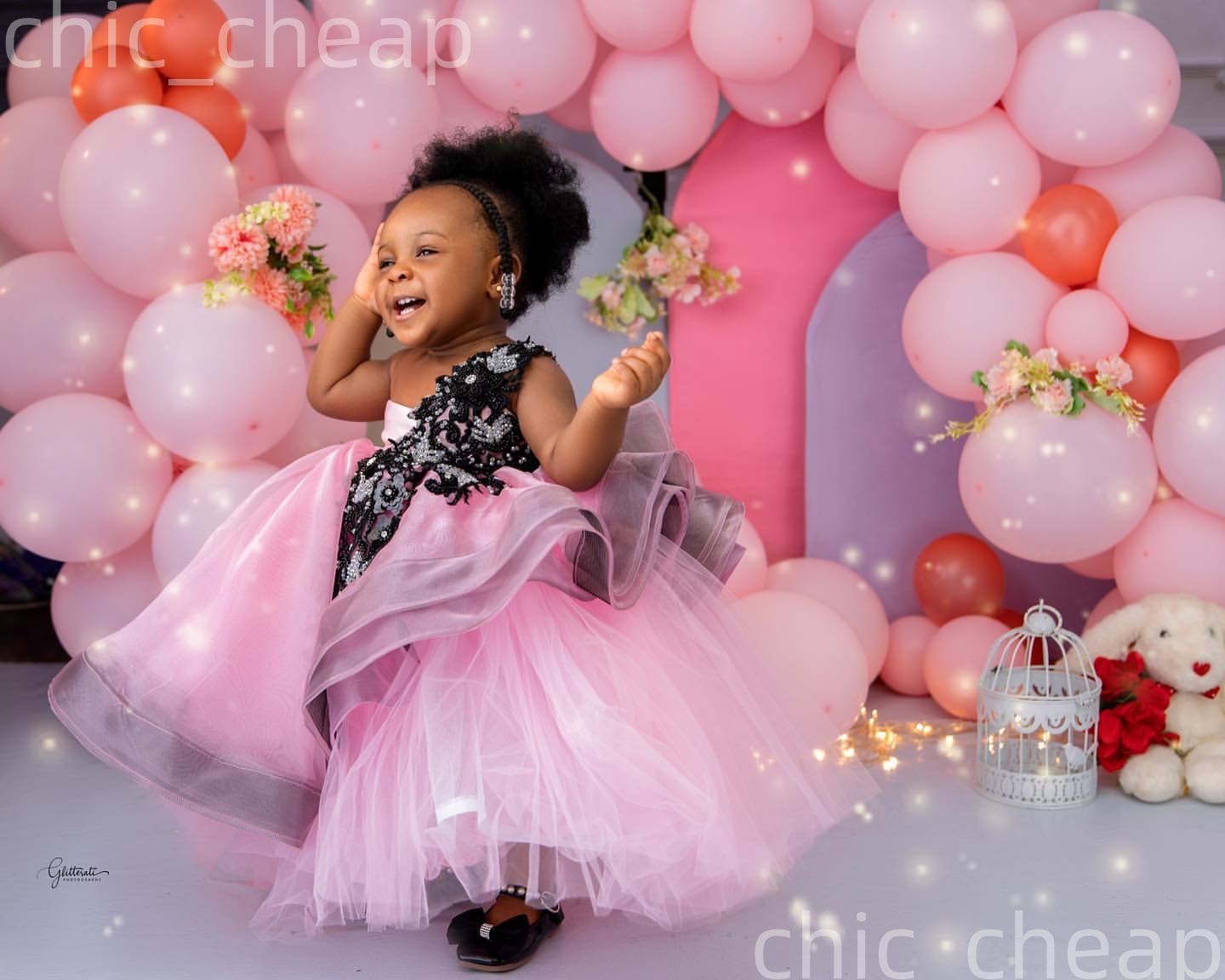 2026 Pink Ball Gown Flower Girl Dresses Bow Lace Beaded Sheer Neck Little Girl Christmas Peageant Birthday Christening Tutu Dress Gowns ZJ4242