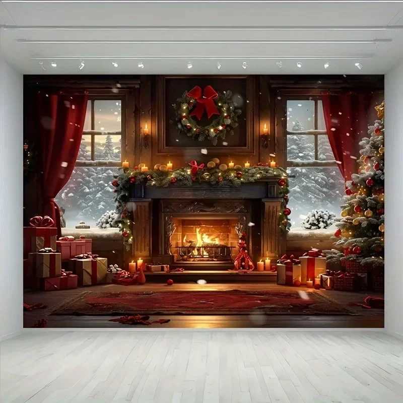 Christmas Day party decoration background cloth stove garland Christmas tree tapestry suitable for home outdoor decorationM251125