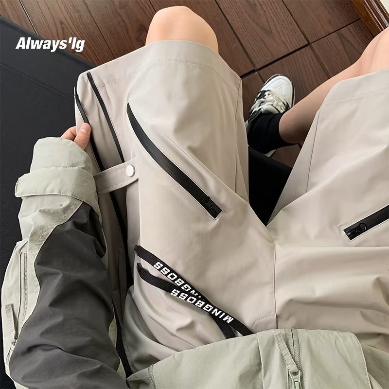 American functional shorts, men's summer loose fit, oversized design, niche zippered pants, casual sports five point shorts