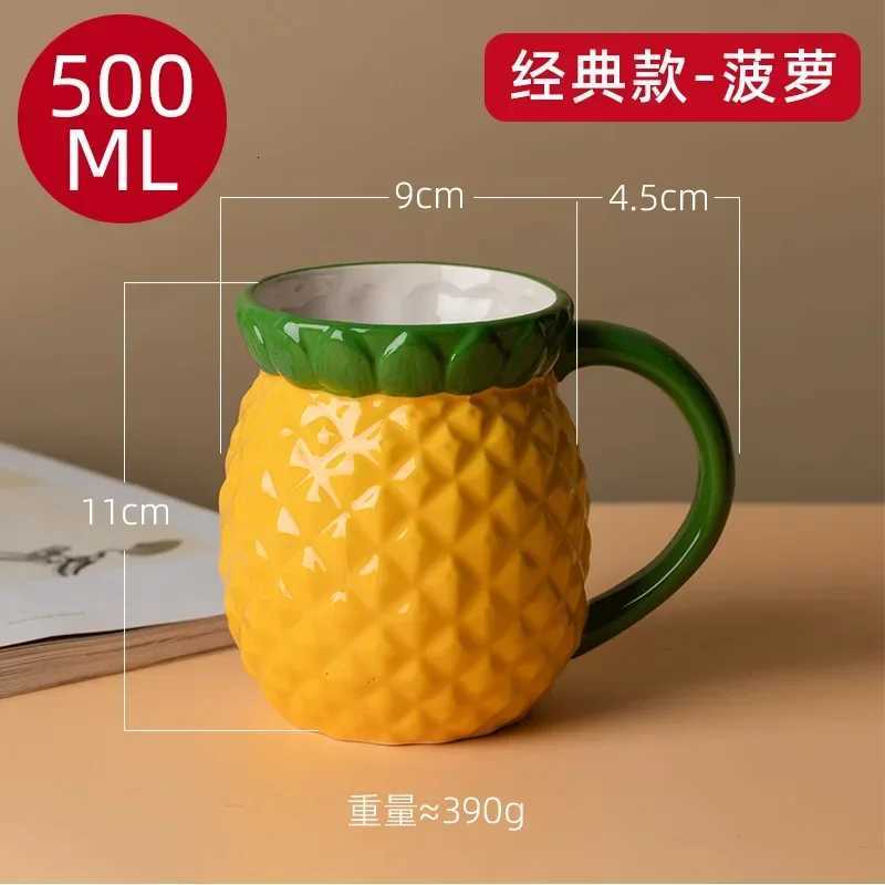 Creative Ceramic Strawberry Pumpkin Pineapple Coffee Cup Kids Fruit Mug Home Office Breakfast Milk Drink Mug Birthday Gift Y251125
