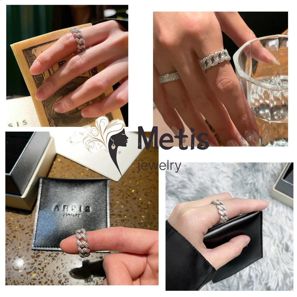 Gra Certified Full Diamond Cuban Rings for Men Women 100% 925 Sterling Silver Hip Hop Double Row Band Ring 250425