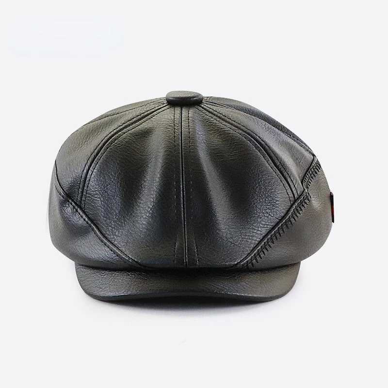Newsboy Caps for Women PU Leather Cabbie Cap Lady Painter Hat Dad Gatsby Ivy Hat Men Beret Hats J251125