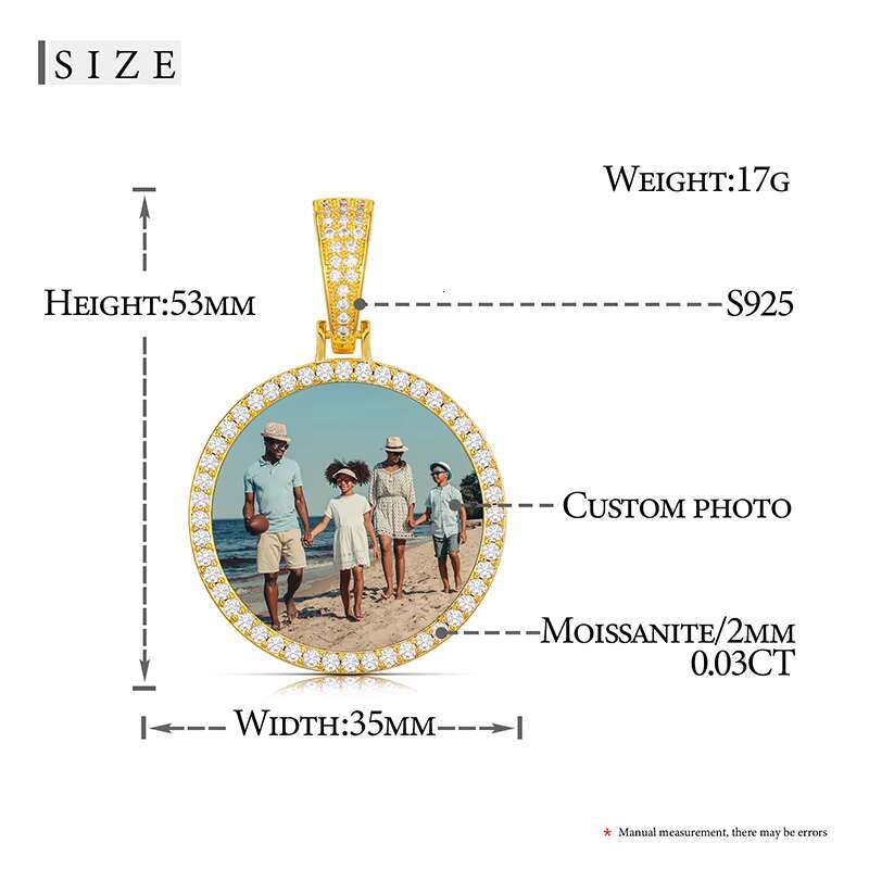 Personality Pendant Iced Out VVS D Color Moissanite 925 Sterling Silver Hot Sale Custom Photo Frame Pendant Hip Hop Jewelry