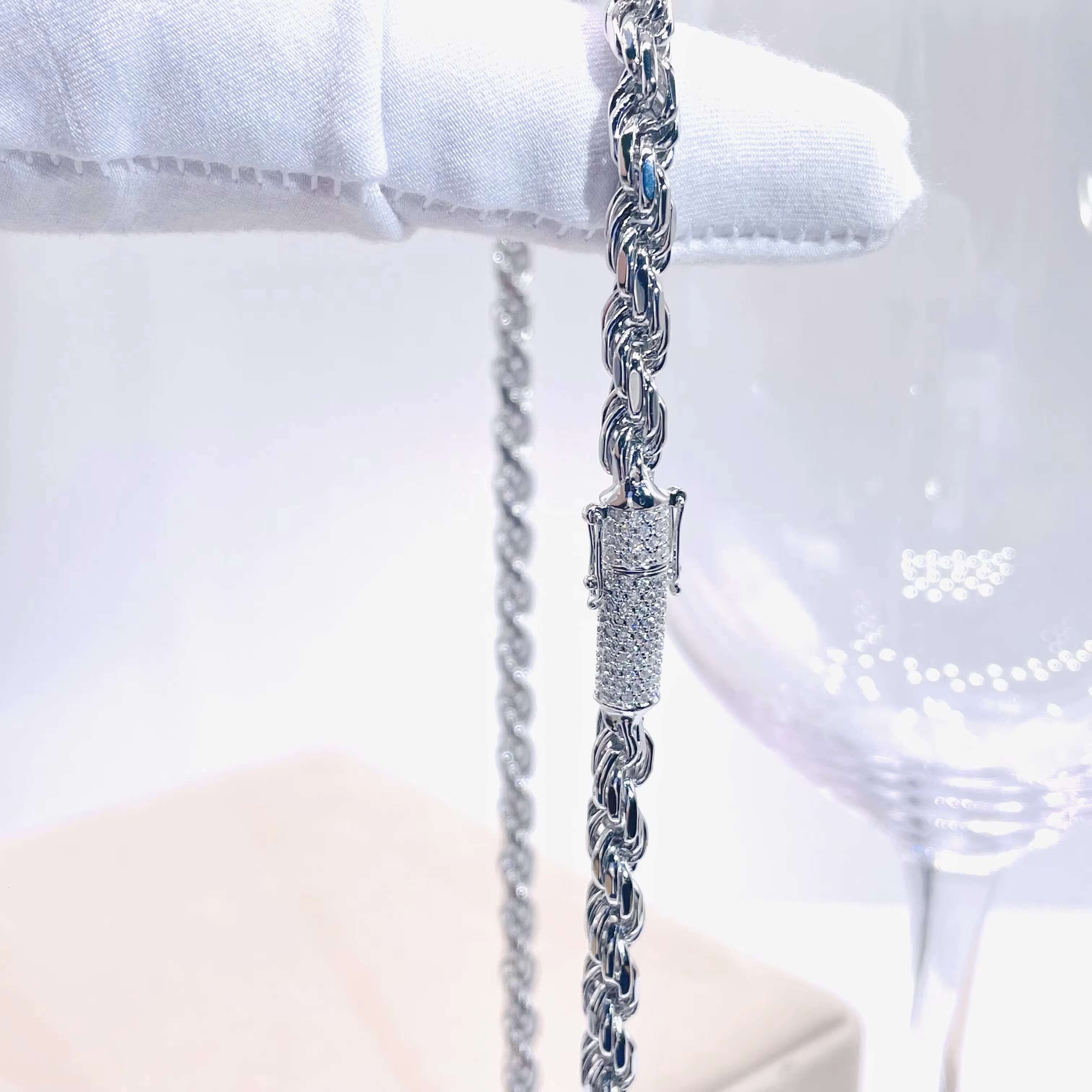 Moissanite Jewelry Hiphop Chain Ready to Ship 6mm Width 925 Sterling Sliver Cuban Chain
